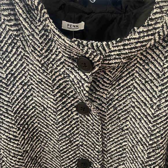Penningtons Jackets & Blazers - Women's Black and White Herringbone Coat